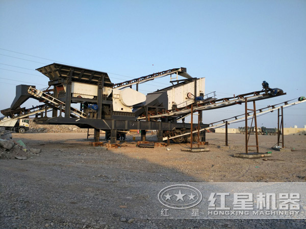 流動石子加工機作業搭設現場 流動石子加工機作業搭設現場