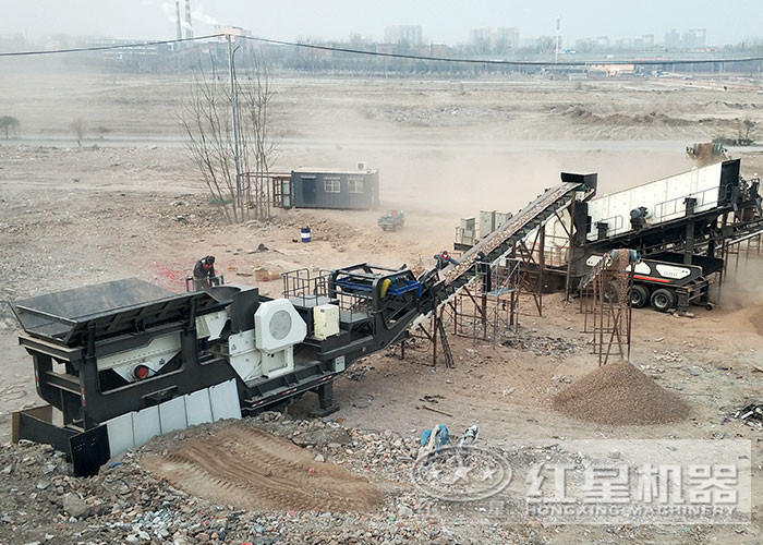 流動石子加工機作業現場 流動石子加工機作業現場