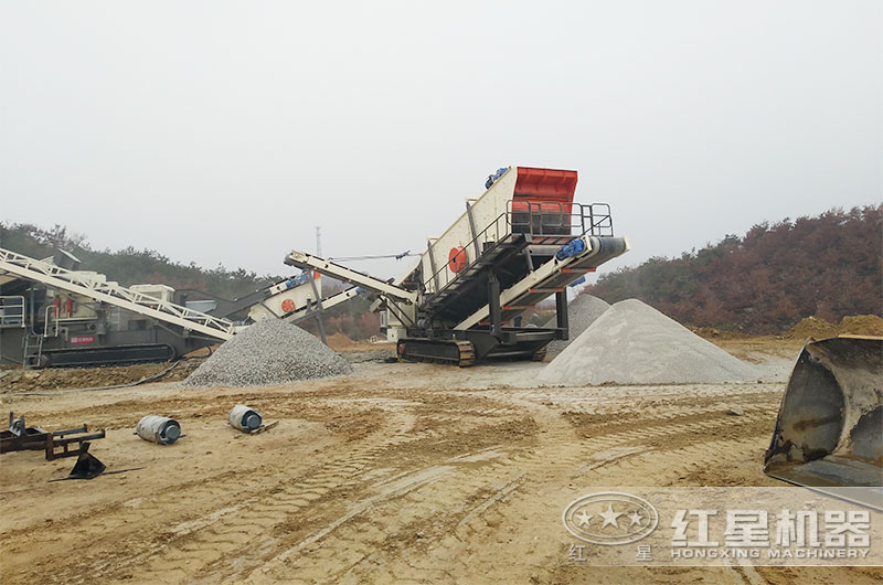 合理搭配的多級移動碎石生產線現場