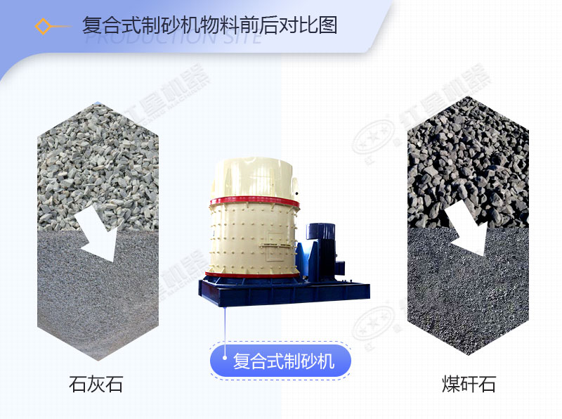 復合式制沙機碎沙前后對比照 復合式制沙機碎沙前后對比照